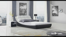 Load and play video in Gallery viewer, Modern Platform Bed with Padded Headboard B2407