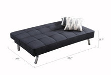 Load image into Gallery viewer, Linen Fabric Sleeper, Black Futon, Sleeping Sofa Bed, Armless Sleeper