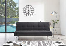 Load image into Gallery viewer, Linen Fabric Sleeper, Black Futon, Sleeping Sofa Bed, Armless Sleeper