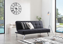 Load image into Gallery viewer, Linen Fabric Sleeper, Black Futon, Sleeping Sofa Bed, Armless Sleeper