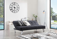 Load image into Gallery viewer, Linen Fabric Sleeper, Black Futon, Sleeping Sofa Bed, Armless Sleeper