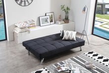 Load image into Gallery viewer, Linen Fabric Sleeper, Black Futon, Sleeping Sofa Bed, Armless Sleeper
