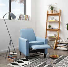 Load image into Gallery viewer, Linen Fabric Recliner Chair, 3-Position Recliner, No Need Handler, Light Blue Color Recliner