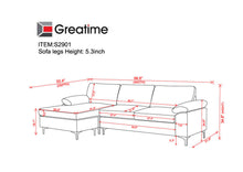 Load image into Gallery viewer, Greatime S2901 vintage fabric reversible sectional Sofa (More color available)