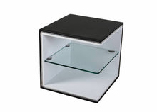 Load image into Gallery viewer, Greatime NL2001 Modern Nightstand, Black&White with Glass Shelf
