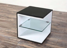 Load image into Gallery viewer, Greatime NL2001 Modern Nightstand, Black&White with Glass Shelf