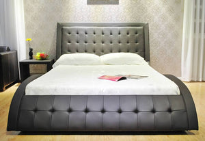 Greatime B1136-2 Wave-like Shape Upholstered Modern Platform Bed (More Colors Available)