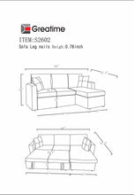 Load image into Gallery viewer, Greatime S2602 Fabric Convertible Sectional Sofa (More Colors Available)