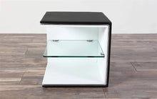 Load image into Gallery viewer, Greatime NL2001 Modern Nightstand, Black&White with Glass Shelf