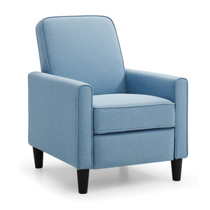 Linen Fabric Recliner Chair, 3-Position Recliner, No Need Handler, Light Blue Color Recliner
