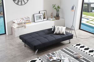 Linen Fabric Sleeper, Black Futon, Sleeping Sofa Bed, Armless Sleeper