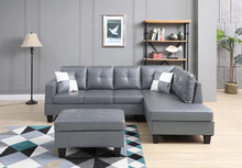 Load image into Gallery viewer, Greatime S2501 Reversible Vinyl Sectional Sofa W/ Storage ottoman
